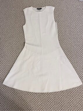 Armani Exchange White Sleeveless Fit-and-Flare Dress